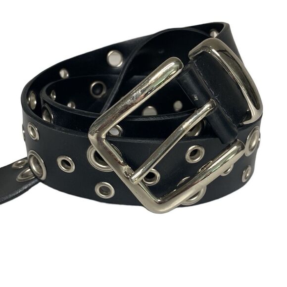 PARIS BLUES Black Leather Rivet Belt - Picture 2 of 8